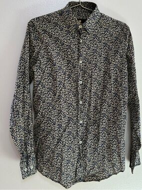 Liberty of London Navy and Cream Tiny Floral Button-Down Shirt